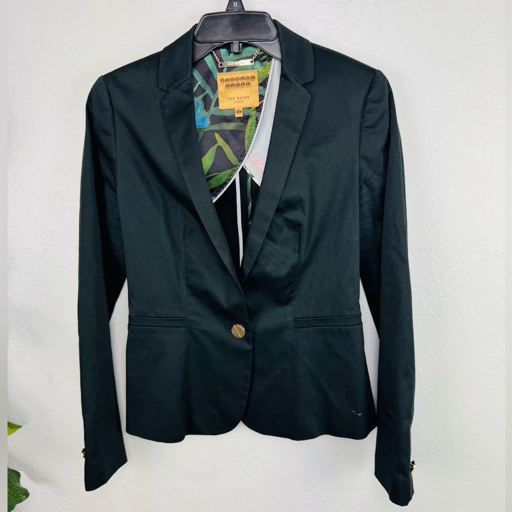 Ted Baker London Black Single Gold Button Blazer
